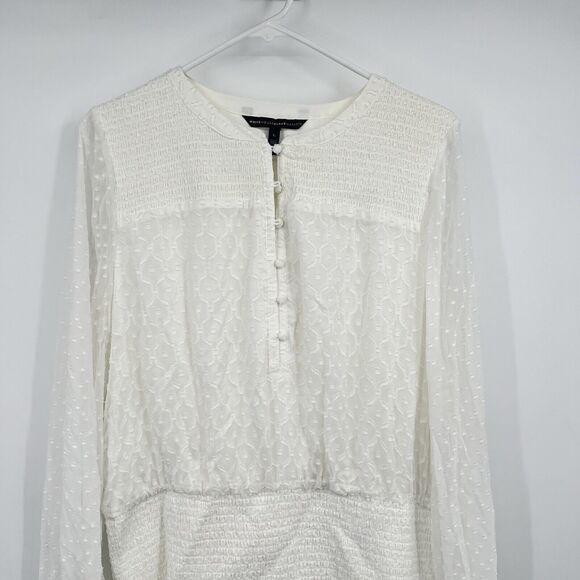 White House Black Market Swiss Dot Drop Waist Smocked Dress Countrycore Coquette - Picture 3 of 14